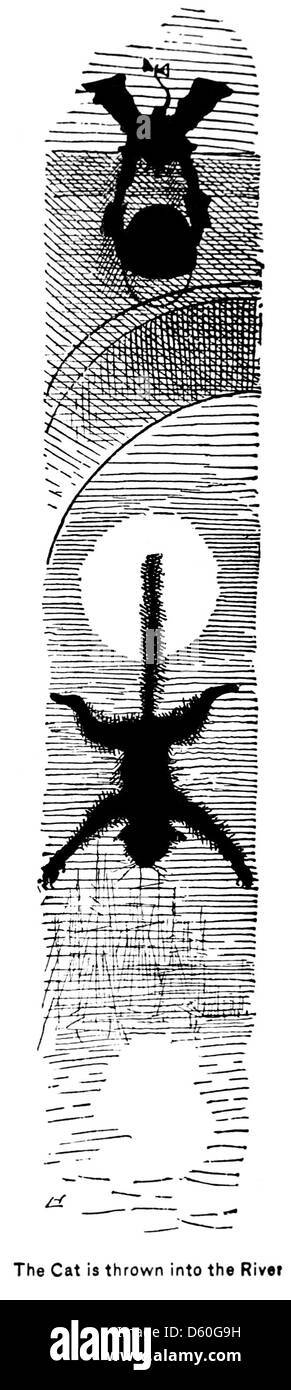 Une illustration de 1878 d'un chat en silhouette. Cette image souligne la simplicité et l'élégance de la forme féline, un motif populaire dans l'art et le design du XIXe siècle. Banque D'Images