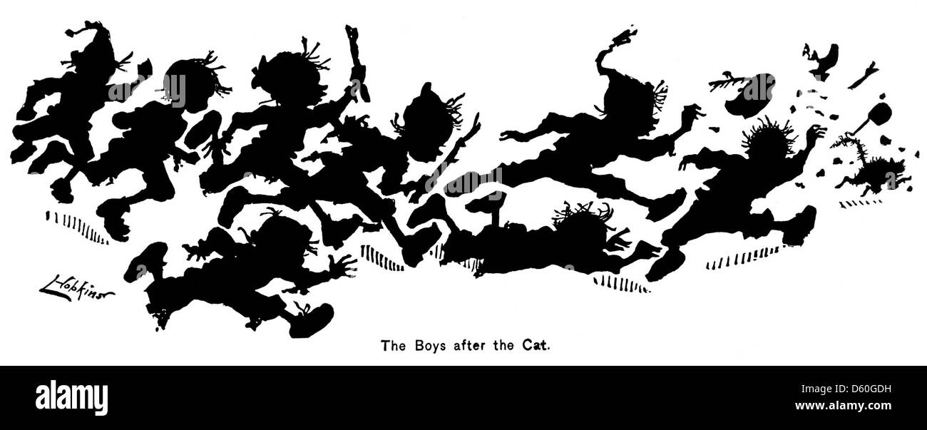 Une autre illustration de 1878 tirée de « The Story of a Cat », avec une silhouette de chat simple et élégante. Cette illustration se concentre sur la forme et la grâce d'un chat dans un style minimaliste. Banque D'Images