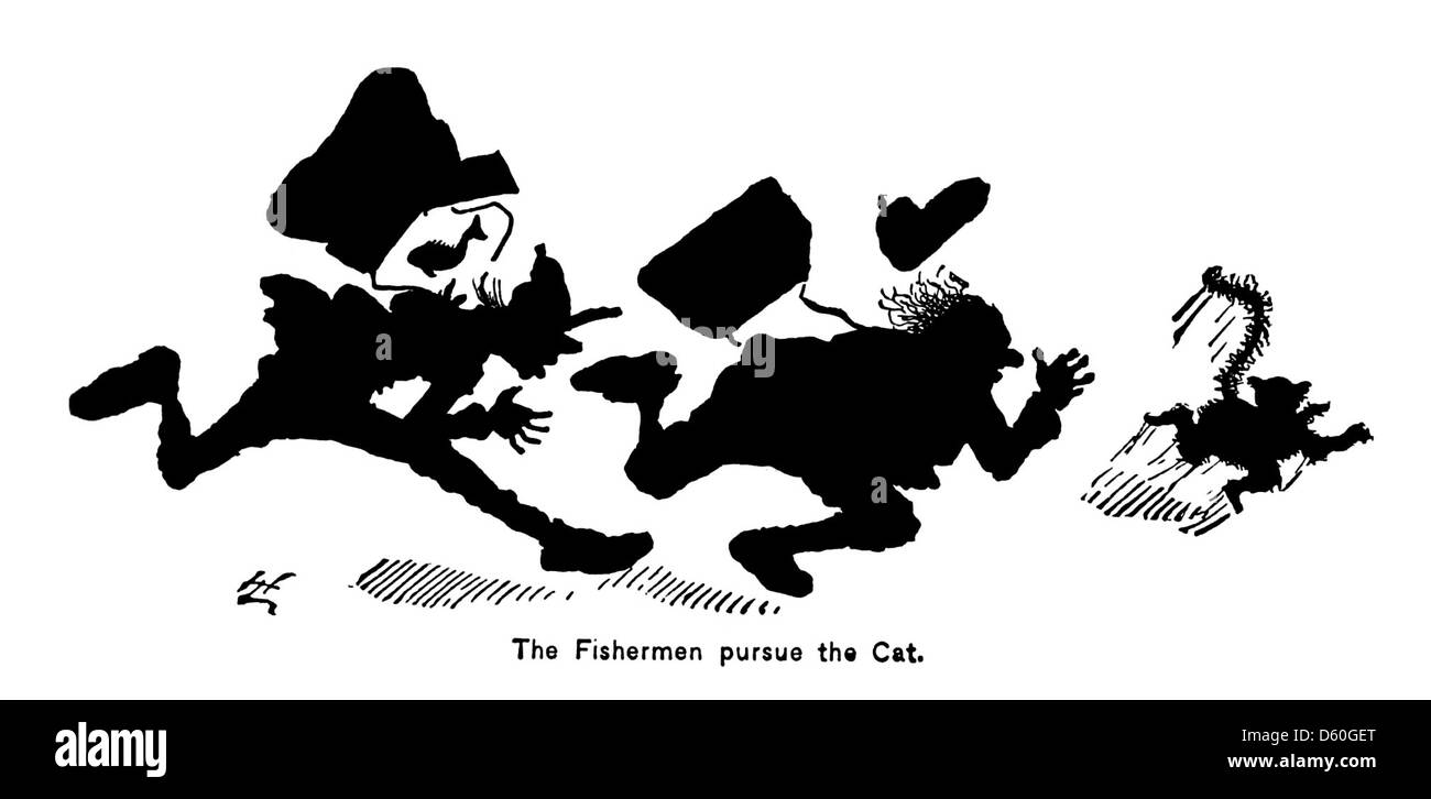 Illustration de l'édition 1878 de « The Story of a Cat », représentant une silhouette de chat. Cette image reflète la simplicité artistique et l'élégance de l'époque, capturant la forme du chat d'une manière minimaliste, mais expressive. Banque D'Images