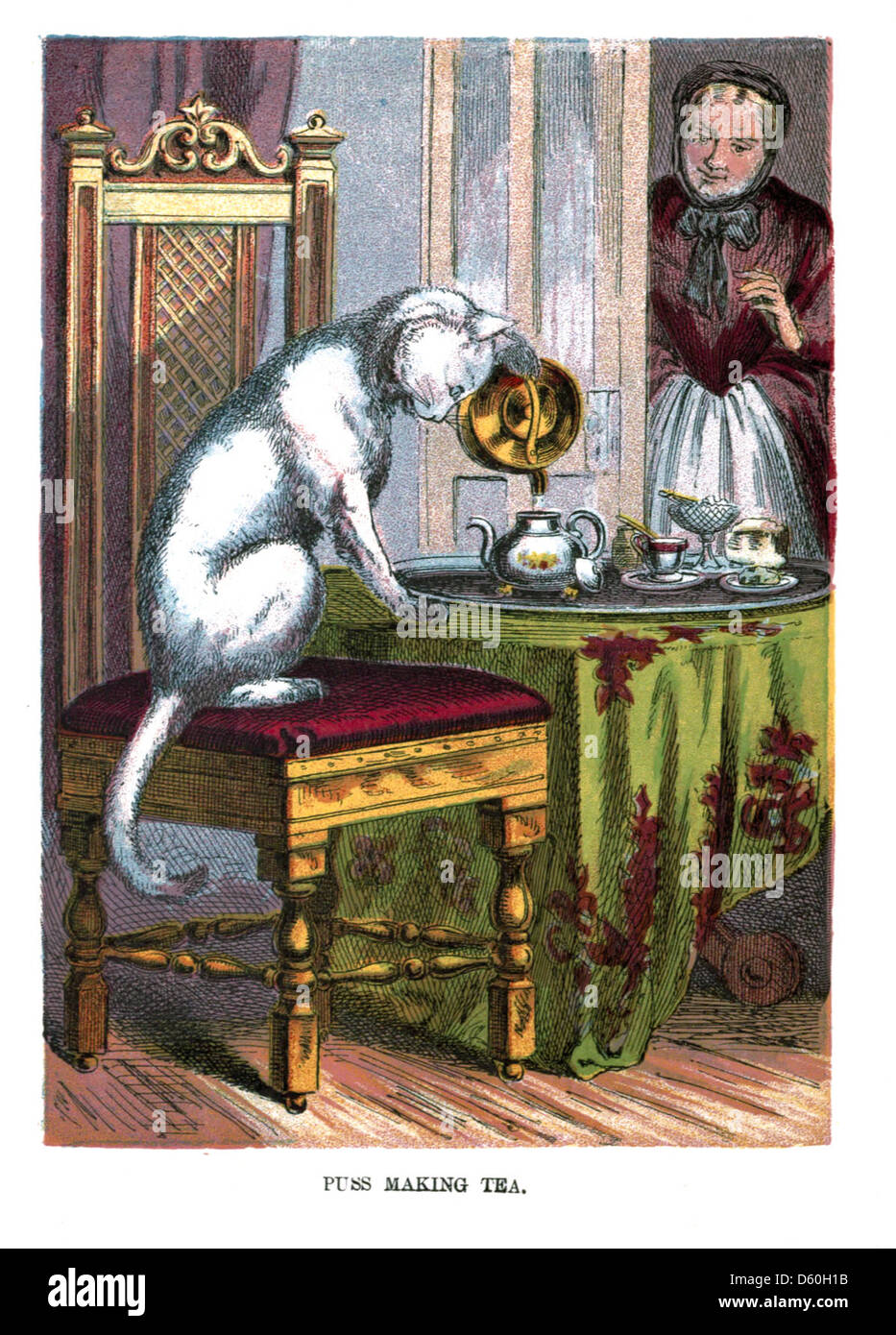 Cette illustration de « Dame Trot et son chat » représente le personnage classique de comptine Dame Trot et son chat, soulignant la nature ludique et fantaisiste de la littérature pour enfants au XIXe siècle. Banque D'Images Cette illustration de « Dame Trot et son chat » représente le personnage classique de comptine Dame Trot et son chat, soulignant la nature ludique et fantaisiste de la littérature pour enfants au XIXe siècle. Banque D'Images