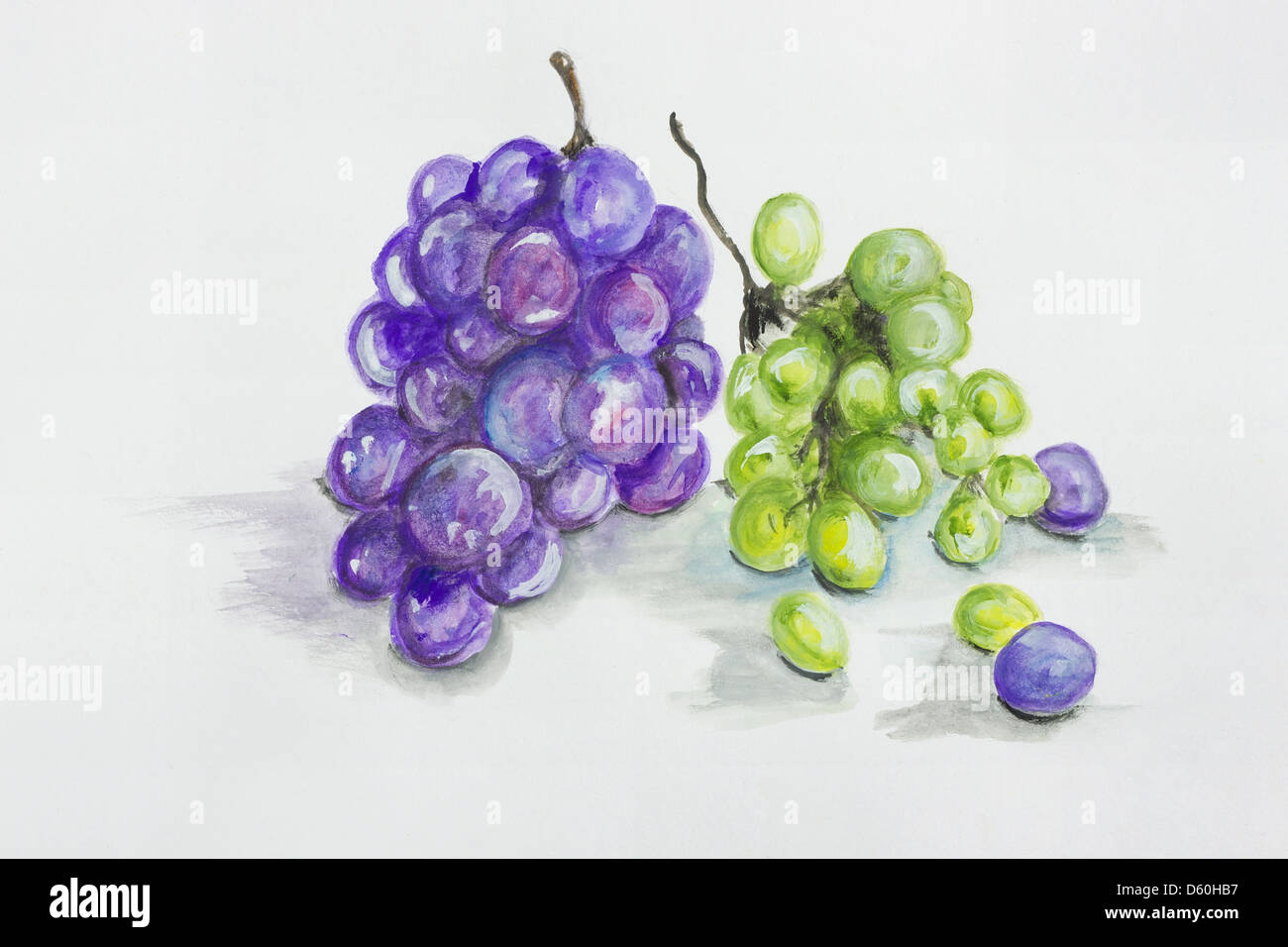 Raisins rouges et verts fruits Banque D'Images