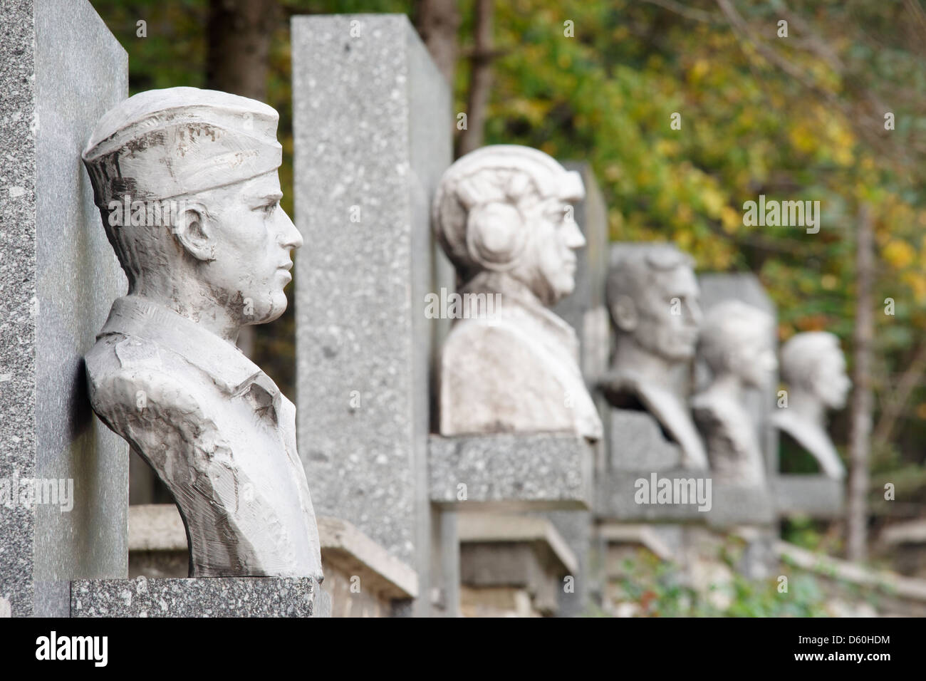 Au monuments Monument tchécoslovaque, Side Pass, près de Svidnik, la Slovaquie. Banque D'Images