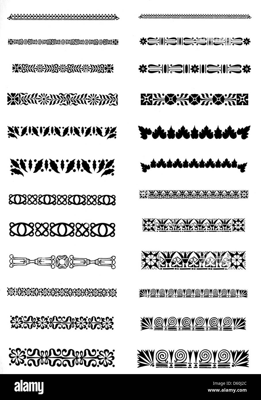 Cette image montre une autre section du « Desk Book of type Specimens » de 1900, axée sur les bordures décoratives et les règles en laiton utilisées dans la conception d'impression, essentielles pour produire des documents imprimés complexes et de haute qualité. Banque D'Images Cette image montre une autre section du « Desk Book of type Specimens » de 1900, axée sur les bordures décoratives et les règles en laiton utilisées dans la conception d'impression, essentielles pour produire des documents imprimés complexes et de haute qualité. Banque D'Images