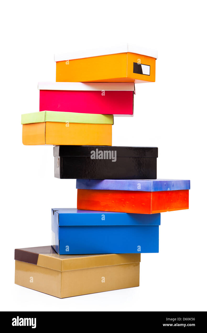 Pyramide de boîtes colorées Banque D'Images