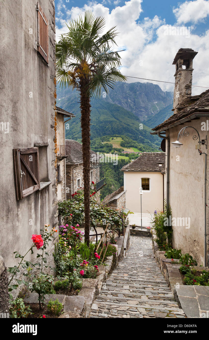 Dans les villages de la vallée de Verzasca Banque D'Images