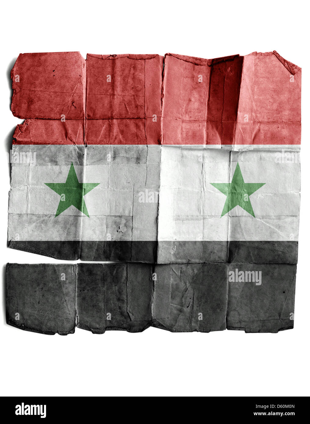 Drapeau de la Syrie sur le vieux papier. Banque D'Images