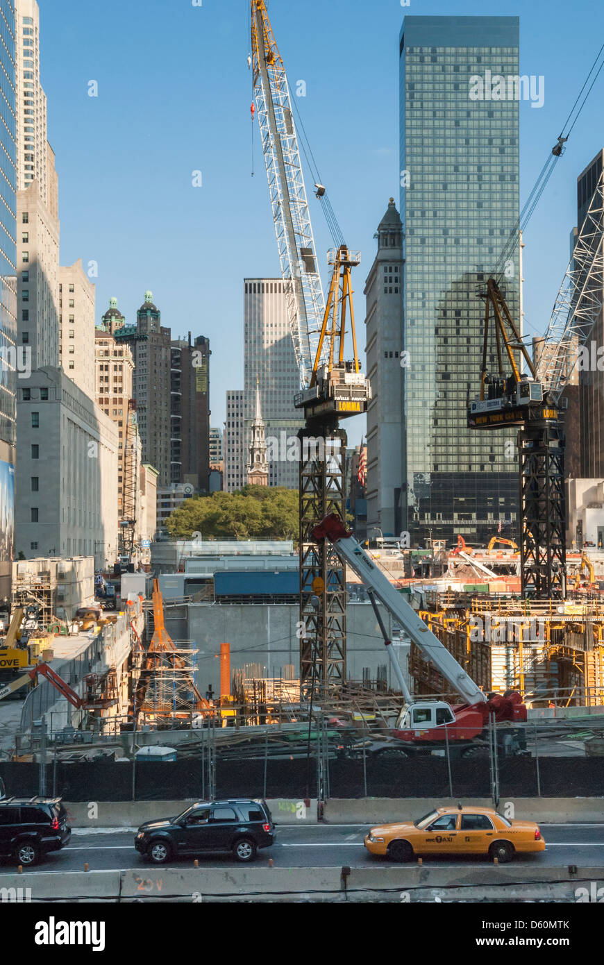 Site de construction au ground zero, Manhattan, New York City, New York, États-Unis d'Amérique, USA, PublicGround Banque D'Images