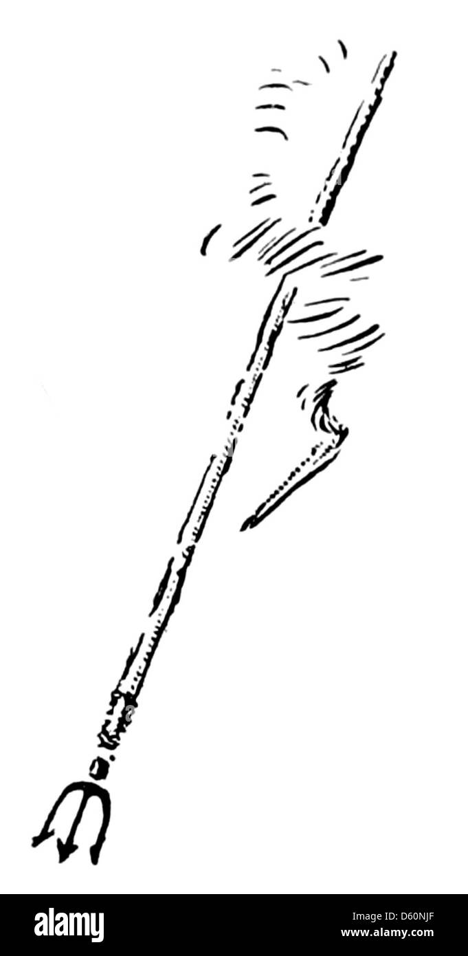 Cette image, intitulée animal Heroes Pitchfork, fait probablement référence à l'action héroïque d'un animal spécifique ou à une représentation symbolique du rôle d'un animal dans l'histoire, représentée à côté d'un fourreau, signifiant potentiellement un travail agricole ou un symbolisme agricole. Banque D'Images