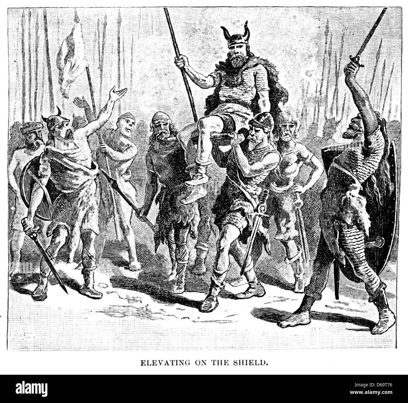 Une illustration tirée de 'une brève histoire des peuples médiévaux et modernes' (1899), représentant les Anglo-Saxons. Cette image reflète le début de la période médiévale et le peuple de l'Angleterre anglo-saxonne au cours du Ve au XIe siècle. Banque D'Images