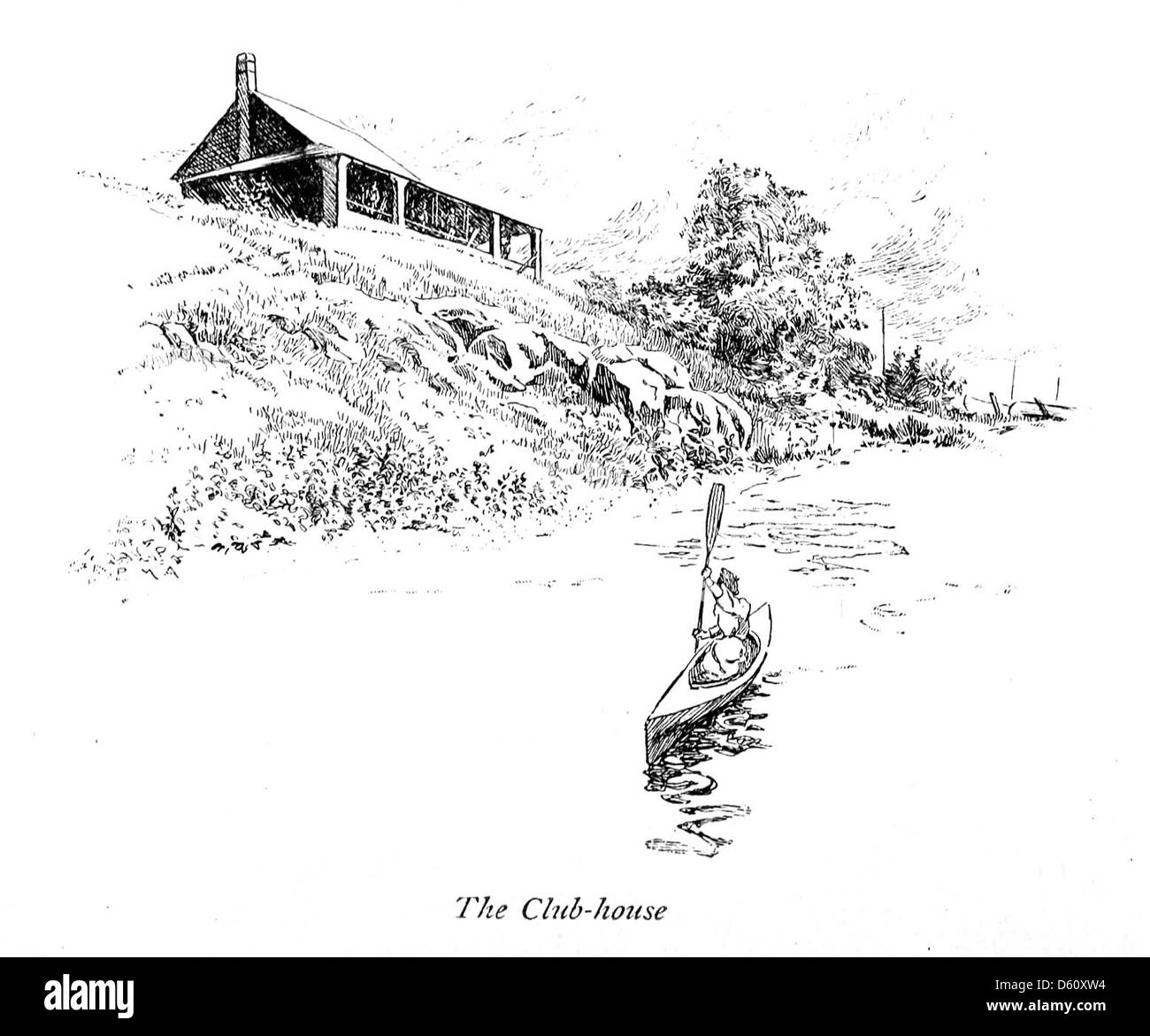 Cette photographie de 1892 capture une famille profitant d'une excursion en canoë, mettant en valeur une aventure paisible en plein air. L'image représente probablement la famille qui pagaie le long d'une rivière ou d'un lac, vêtue d'une tenue d'époque, soulignant les plaisirs simples de la vie en plein air à la fin du XIXe siècle. Banque D'Images