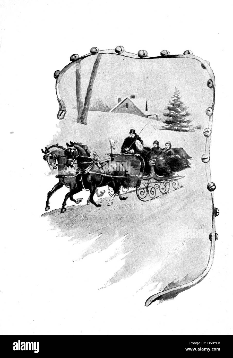 Cette carte de vœux des fêtes 1892 capture l'esprit festif de Noël avec des éléments décoratifs comme le houx et les flocons de neige. L'illustration reflète l'atmosphère joyeuse et festive de la fin du XIXe siècle. Banque D'Images