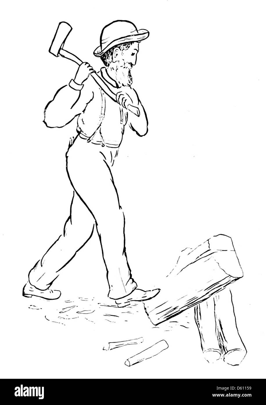 Une illustration de 1906 tirée de 'A Little Book of Home and Country verse', représentant une scène rurale de bois haché. L'image capture la simplicité et le charme de la vie à la campagne, soulignant la nature travailleuse de la vie rurale et le lien avec la terre. Banque D'Images