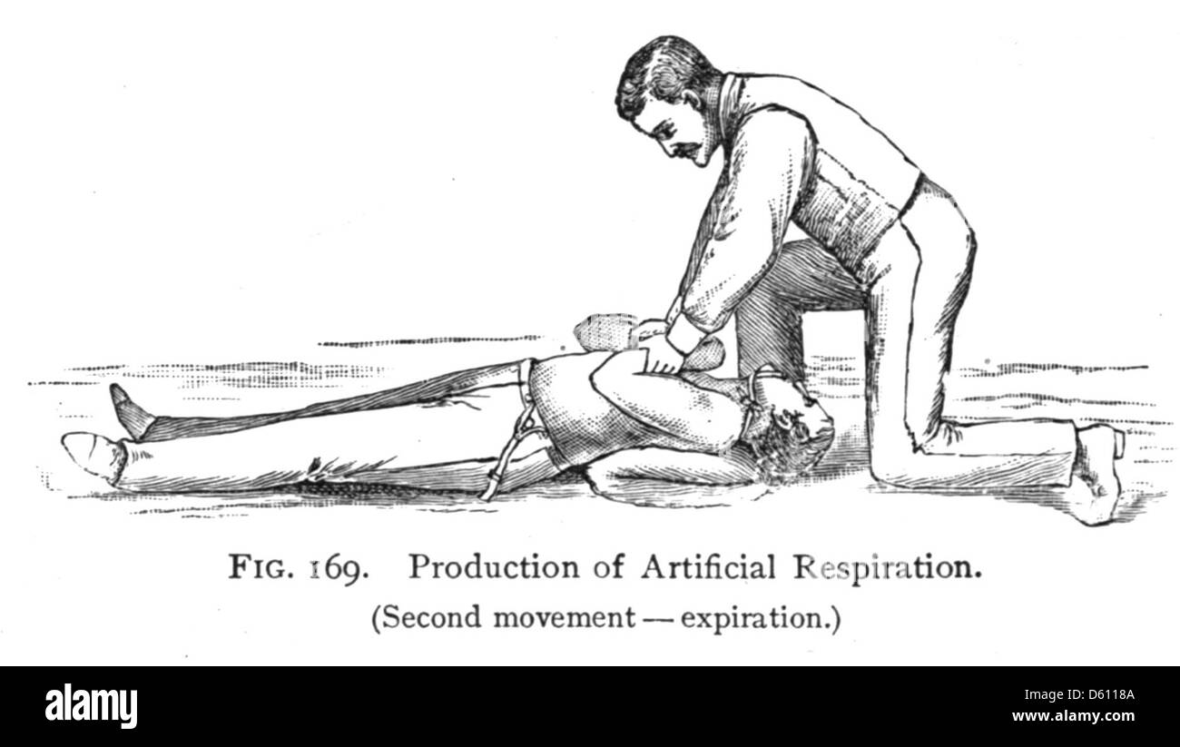 Ce manuel de physiologie de 1910 pour les écoles américaines comprend des techniques de respiration artificielle, une composante essentielle de la formation en premiers soins et en médecine d'urgence au début du XXe siècle. Banque D'Images