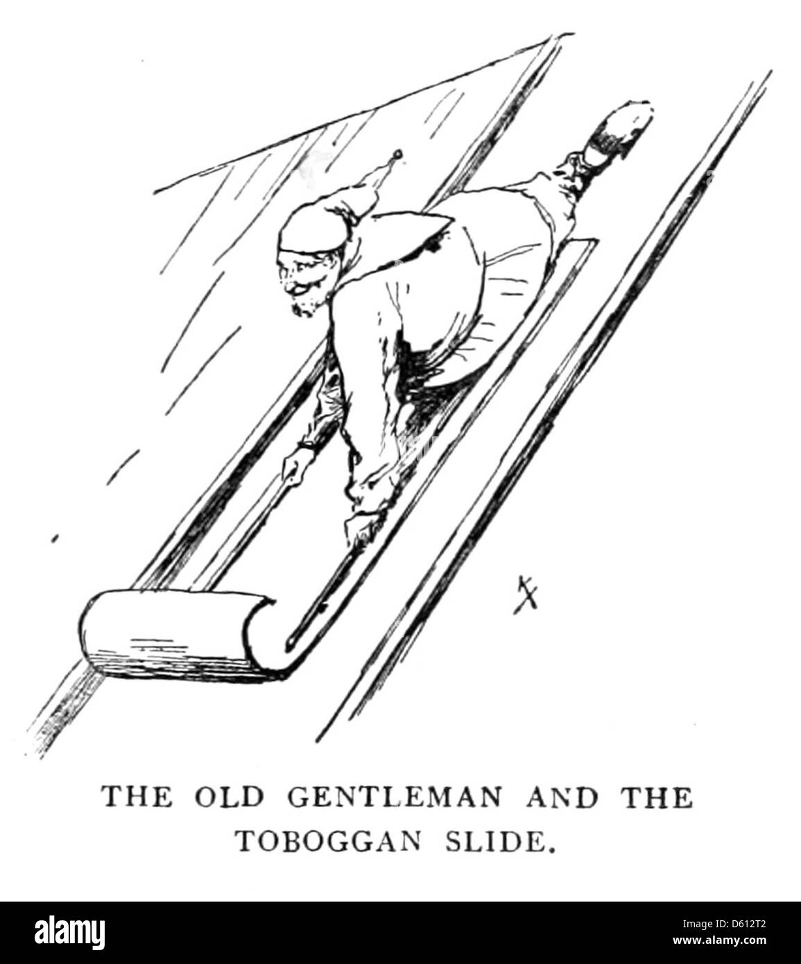 Cette image tirée de 'A Frenchman in America' montre l'expérience d'un Français avec la luge en Amérique, un sport d'hiver populaire. La scène met en lumière les échanges culturels entre la France et les États-Unis au cours du XIXe siècle, en particulier dans les activités récréatives en plein air. Banque D'Images Cette image tirée de 'A Frenchman in America' montre l'expérience d'un Français avec la luge en Amérique, un sport d'hiver populaire. La scène met en lumière les échanges culturels entre la France et les États-Unis au cours du XIXe siècle, en particulier dans les activités récréatives en plein air. Banque D'Images