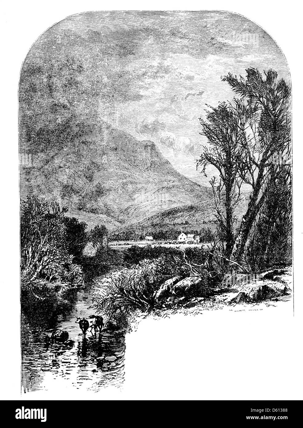 Une illustration de 1876 tirée de 'A Festival of Song', représentant une scène de campagne sereine. L’image évoque les thèmes de la poésie et du chant des plus grands poètes anglais, dans un contexte pastoral. Banque D'Images