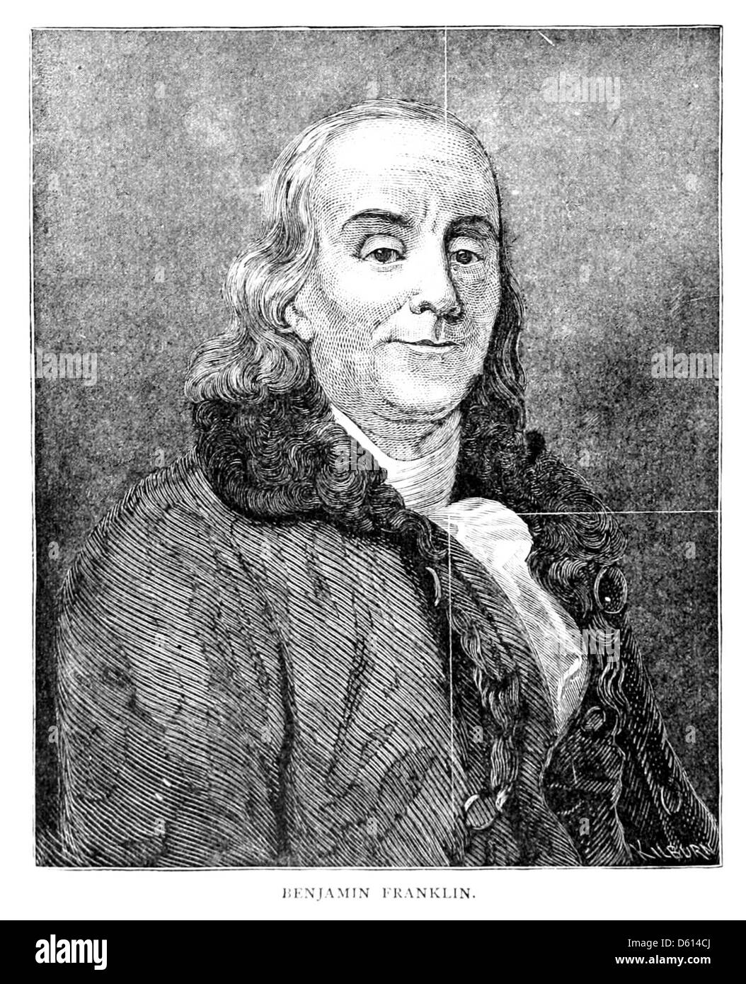 Une illustration de 1884 représentant un vol familial fantaisiste autour de leur maison, inspirée par les inventions et les expériences de Benjamin Franklin avec le vol et l'électricité. Banque D'Images