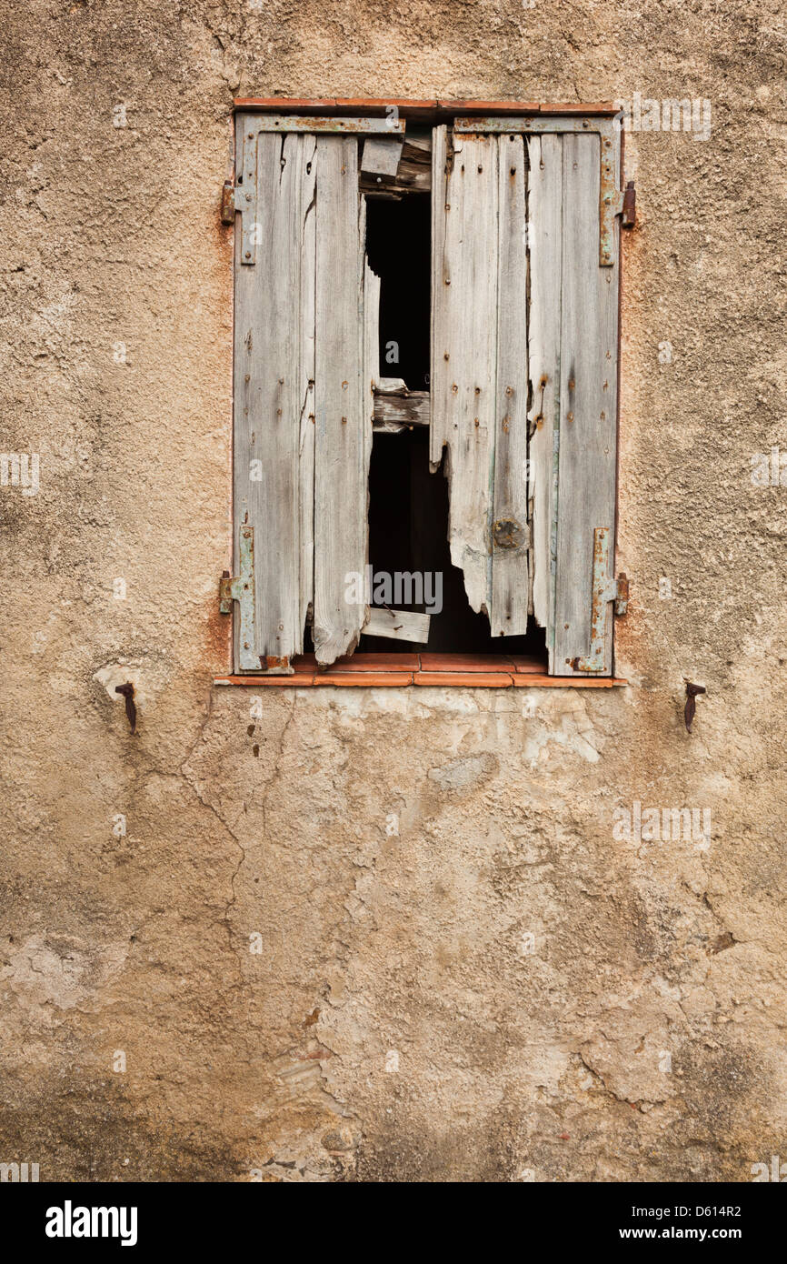 La France, la Corse, La Balagne, Pigna, village artisanal, fenêtre Détail Banque D'Images