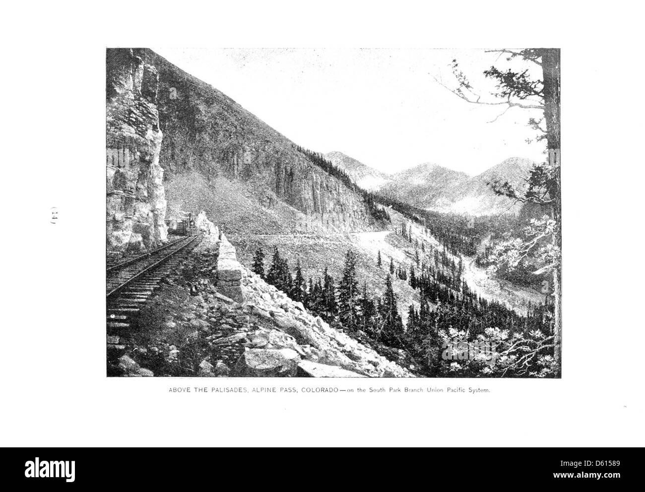Cette image de 1891 met en valeur les stations balnéaires occidentales accessibles via le système Union Pacific, avec un accent particulier sur la beauté pittoresque des cols alpins du Colorado et des Palisades. Banque D'Images