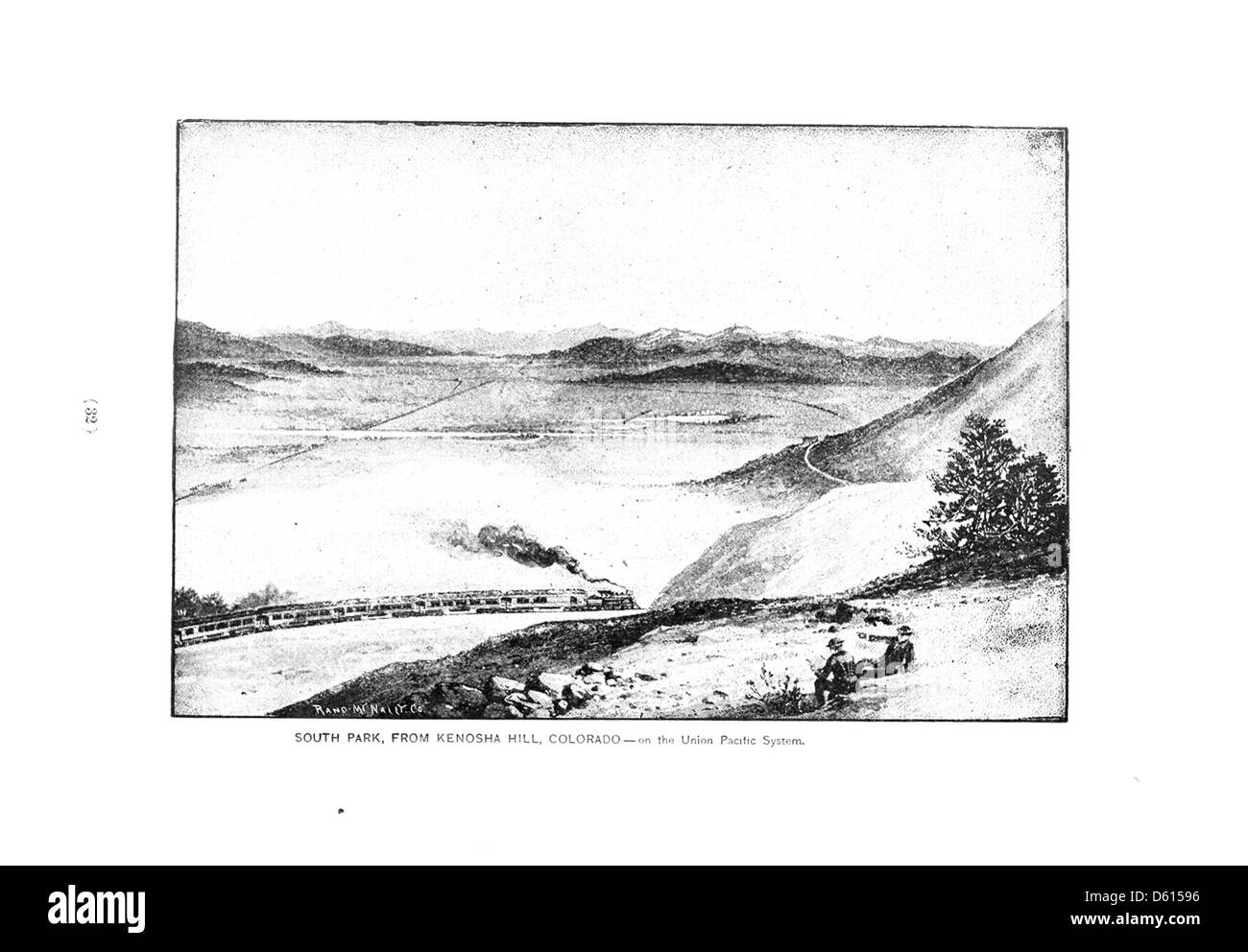 Une description promotionnelle de 1891 des stations de l'Ouest accessibles par l'Union Pacific Railroad, y compris des endroits comme Colorado et Kenosha Hill. Ces stations étaient des destinations populaires pour la santé et les loisirs à la fin du XIXe siècle. Banque D'Images