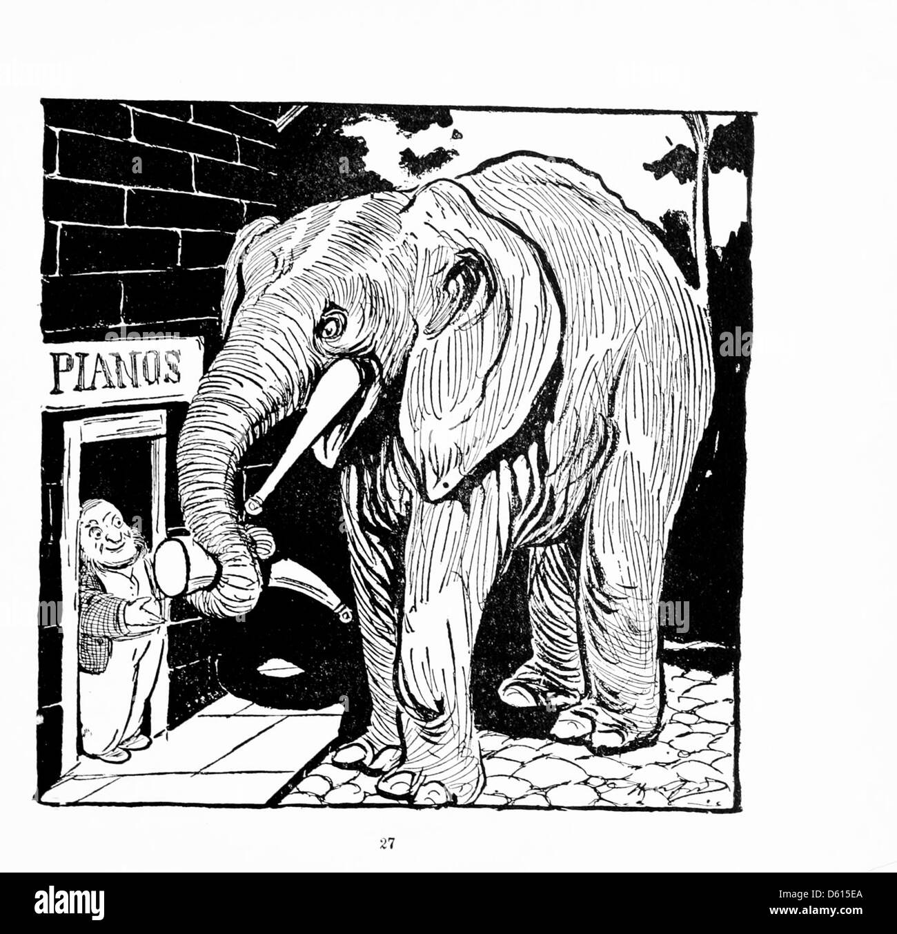 Illustration tirée du livre de 1899 'A Child's Primer of Natural History', mettant en scène un éléphant. Ce livre éducatif initie les enfants aux bases de l'histoire naturelle, avec des illustrations détaillées d'animaux et de plantes. Banque D'Images