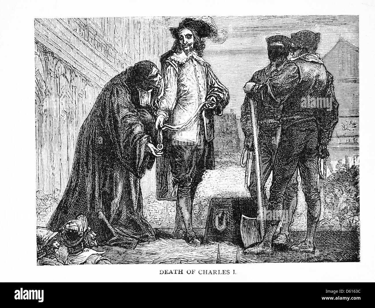 Illustration tirée du livre de 1897 'histoire D'un enfant de l'Angleterre' présentant une scène liée au roi Charles Ier, reflétant le récit historique destiné aux jeunes lecteurs. Banque D'Images