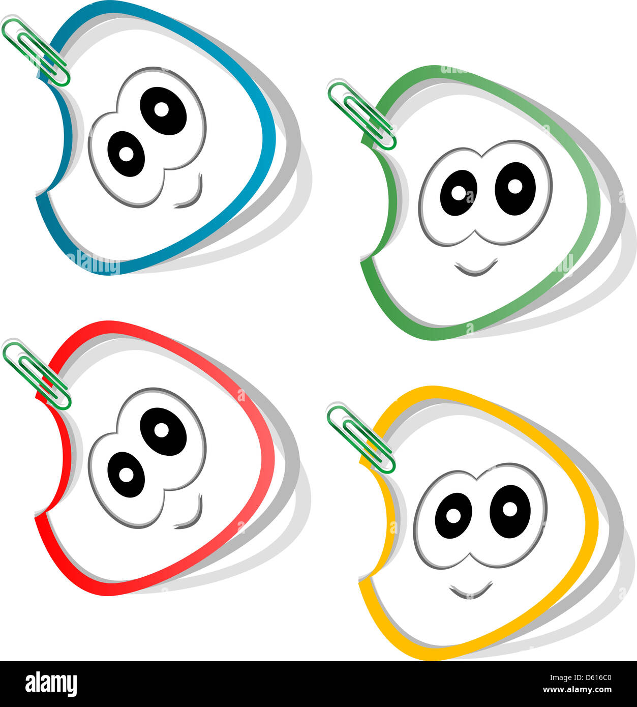 Jeu de tags étiquettes autocollants smileys Banque D'Images