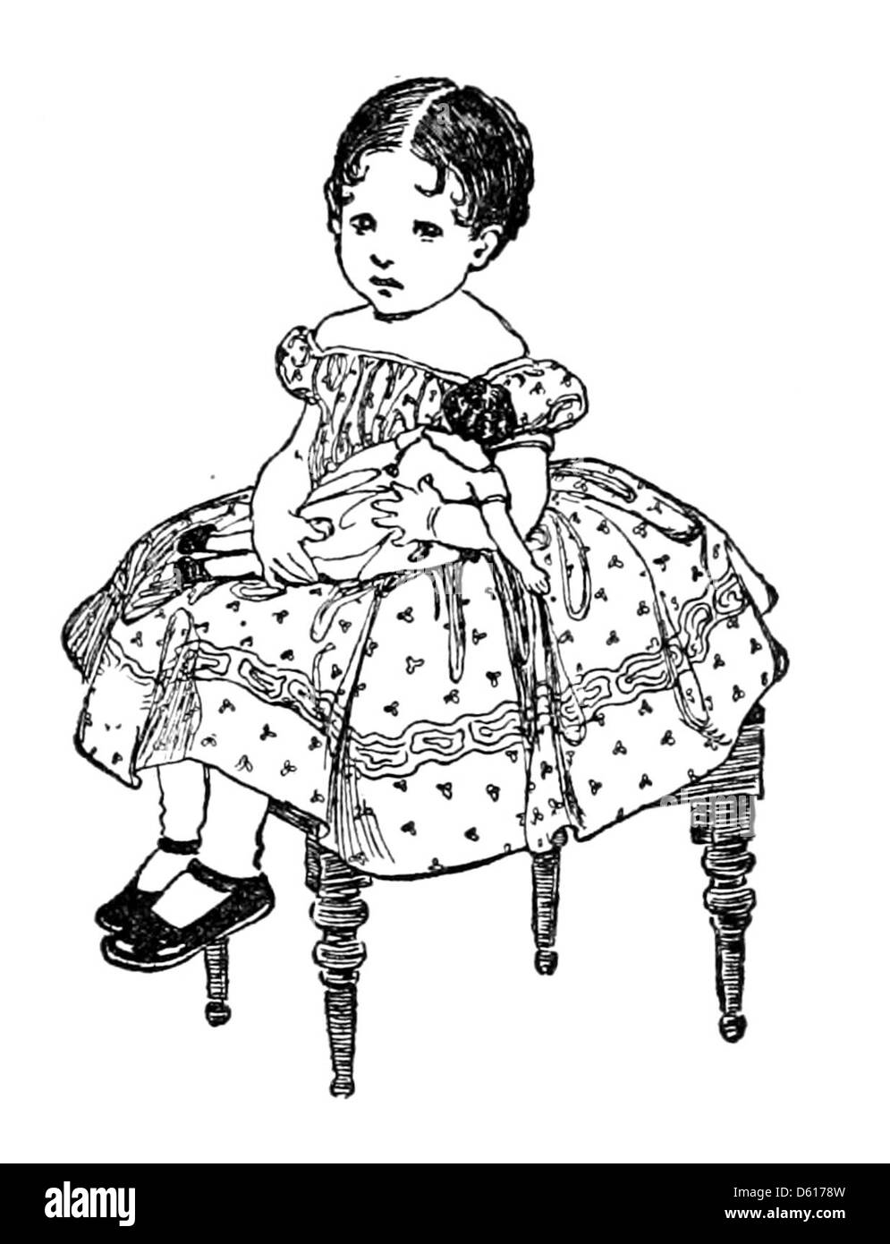 Cette illustration de 1905 tirée de *le jardin des versets d’Un enfant* capture l’innocence et l’imagination de l’enfance. Il accompagne l’un des nombreux poèmes du livre qui évoquent un sentiment d’émerveillement et les plaisirs simples de la jeunesse. Banque D'Images