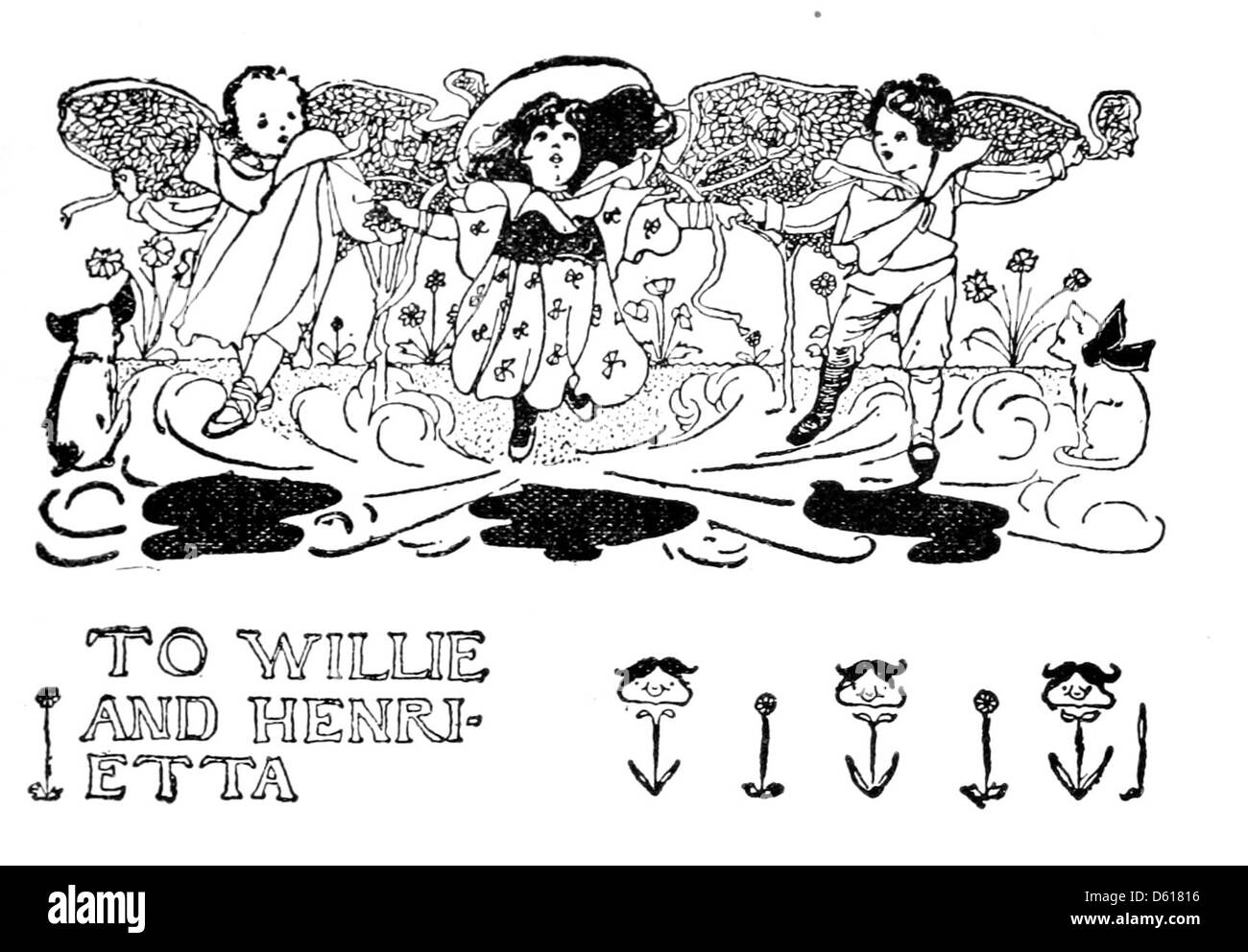 Cette illustration de 1902 est tirée de la collection 'un jardin d'enfants de versets', un recueil de poèmes de Robert Louis Stevenson. L’illustration donne vie à la nature fantaisiste des versets, capturant le monde imaginatif d’un enfant. Banque D'Images