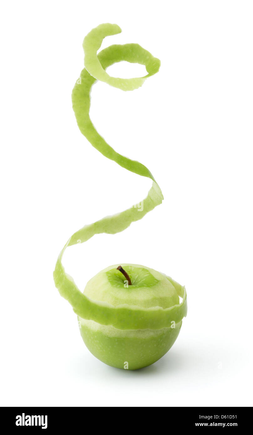 Granny Smith peeling isolé sur fond blanc Banque D'Images Granny Smith peeling isolé sur fond blanc Banque D'Images
