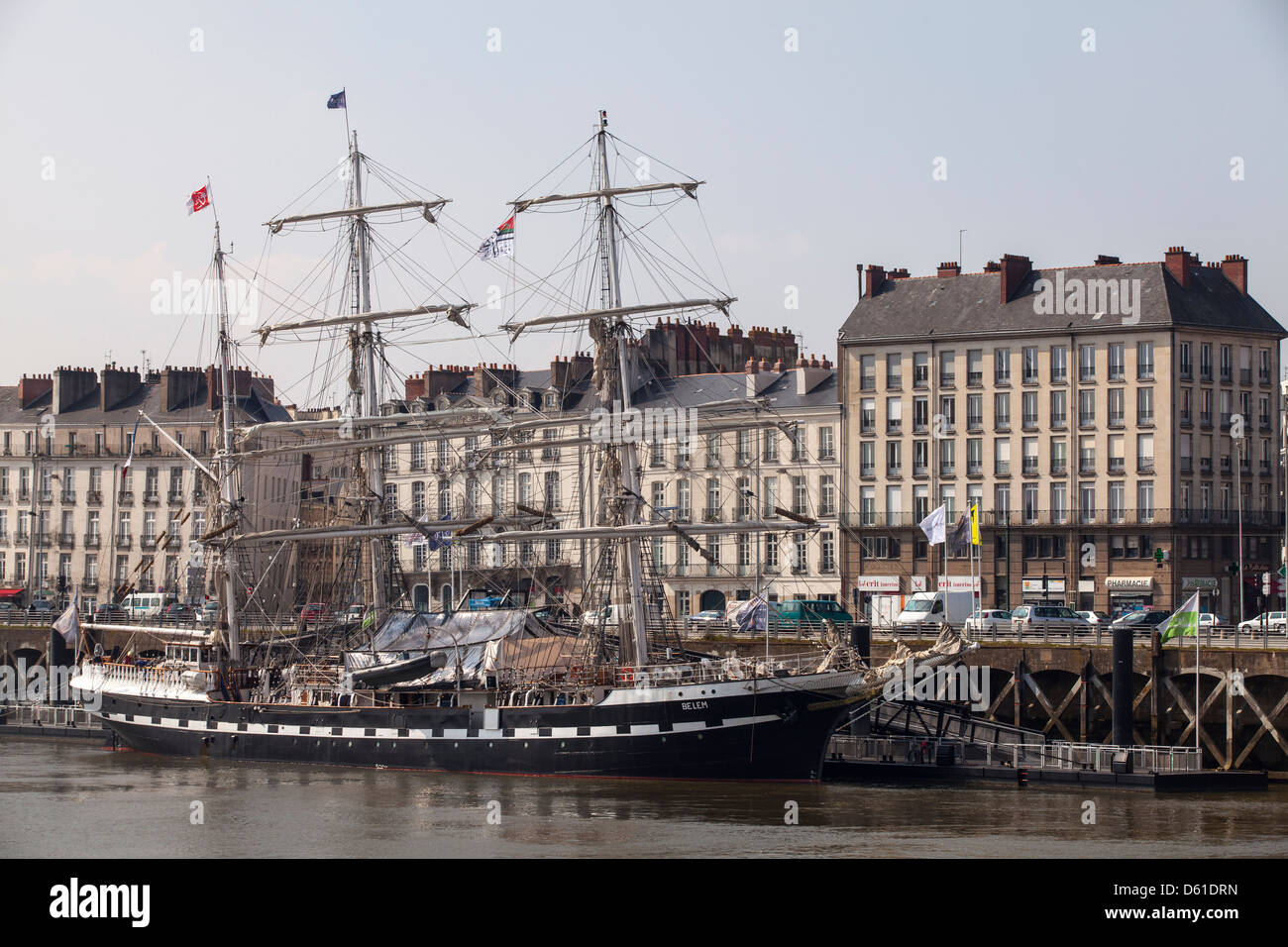 Le voilier Belem amarré sur la Loire, à Nantes, France Banque D'Images