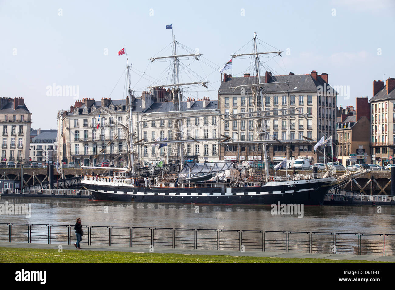 Le voilier Belem amarré sur la Loire, à Nantes, France Banque D'Images