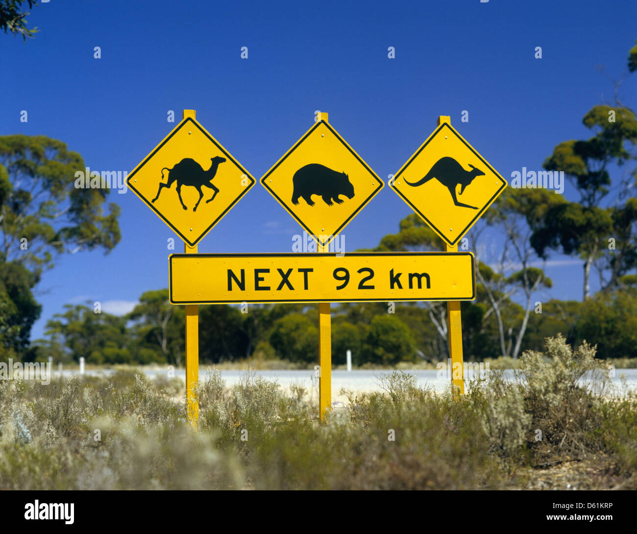 L'Australie, l'Australie, l'Eyre Highway, la plaine du Nullarbor, Australian Road traffic sign Banque D'Images