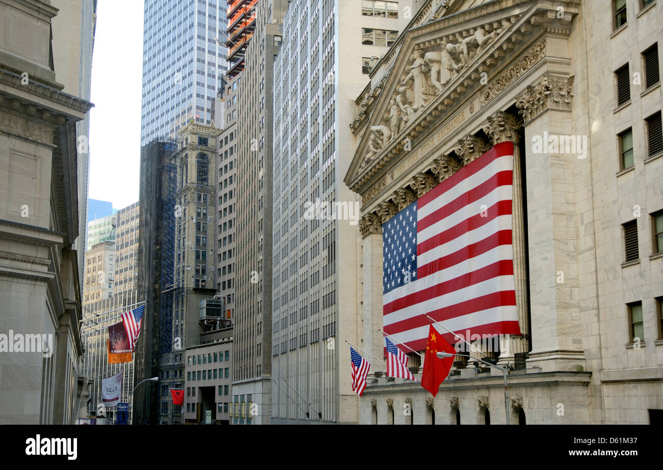 Wall Street, le Quartier Financier de Manhattan, New York City, New York, États-Unis d'Amérique Banque D'Images