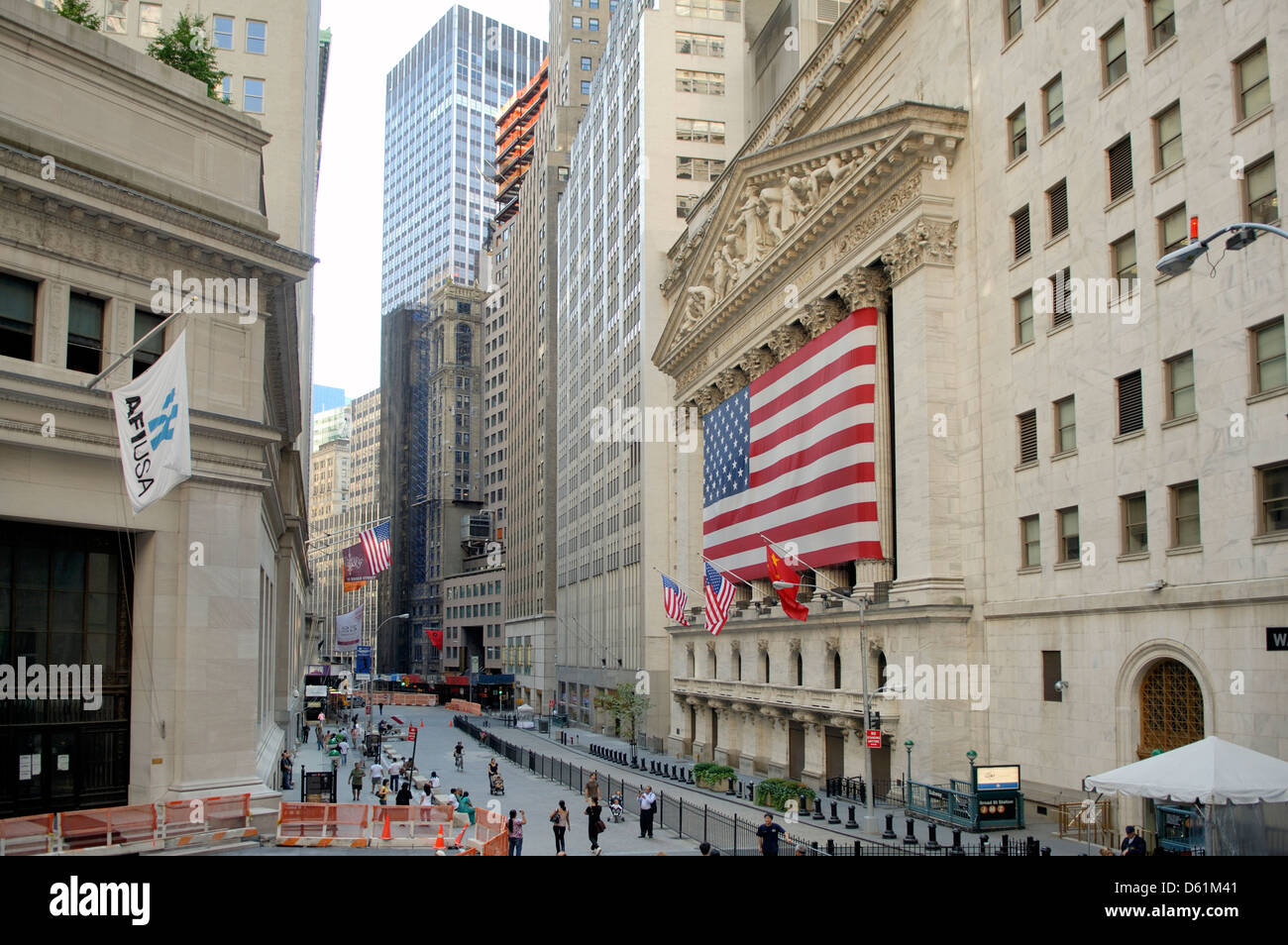 Wall Street, le Quartier Financier de Manhattan, New York City, New York, États-Unis d'Amérique Banque D'Images