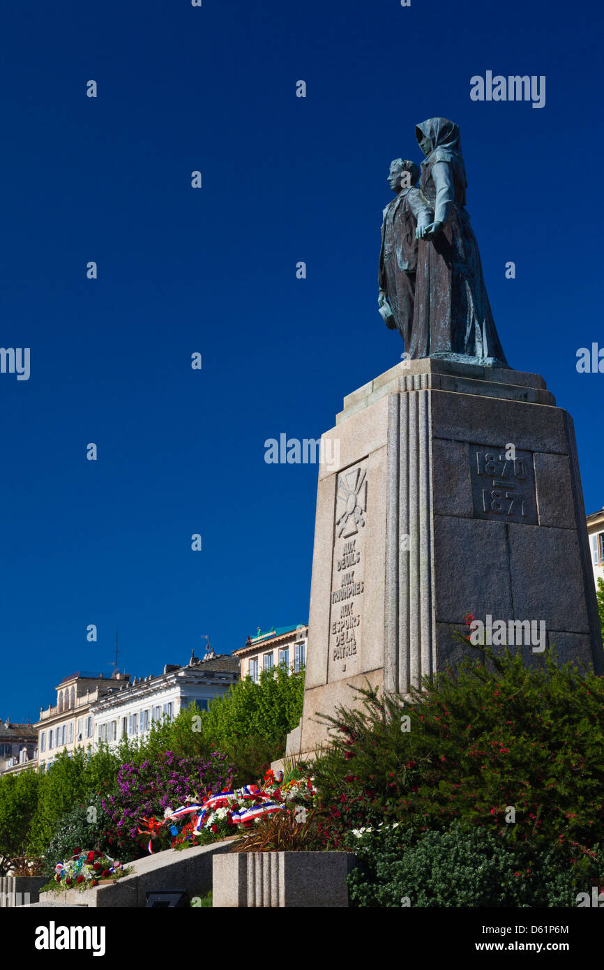 France, Corse, Haute-Corse Ministère, Le Cap Corse, Bastia, Place Saint-Nicolas, monument de la guerre franco prussienne de 1870- Banque D'Images