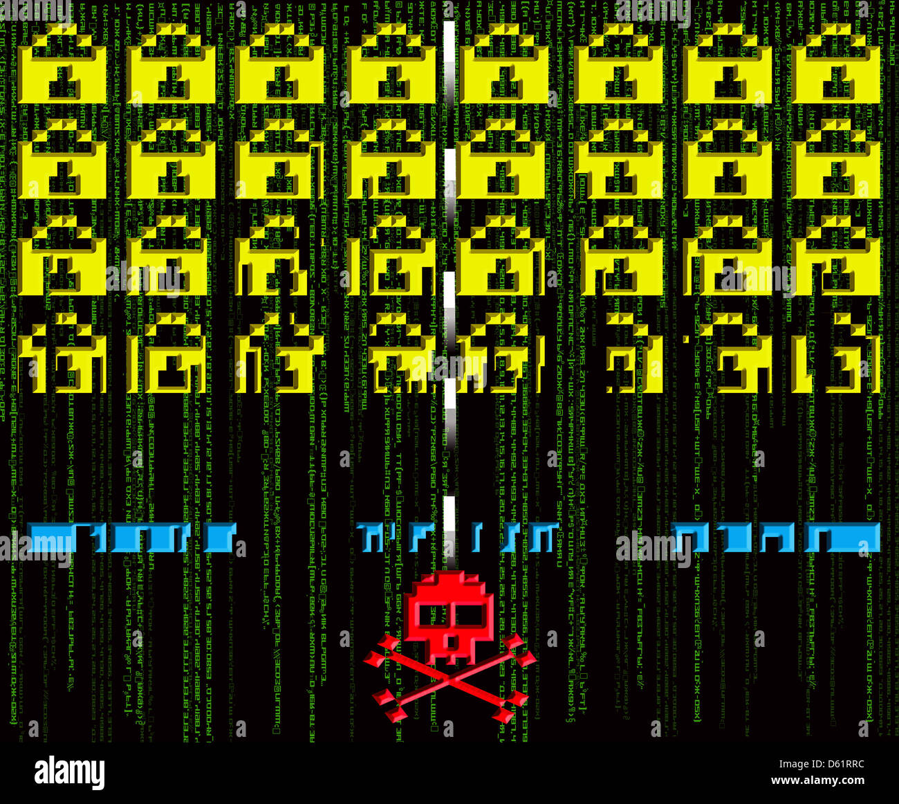 Attaque de Hacker 8-bit style Banque D'Images