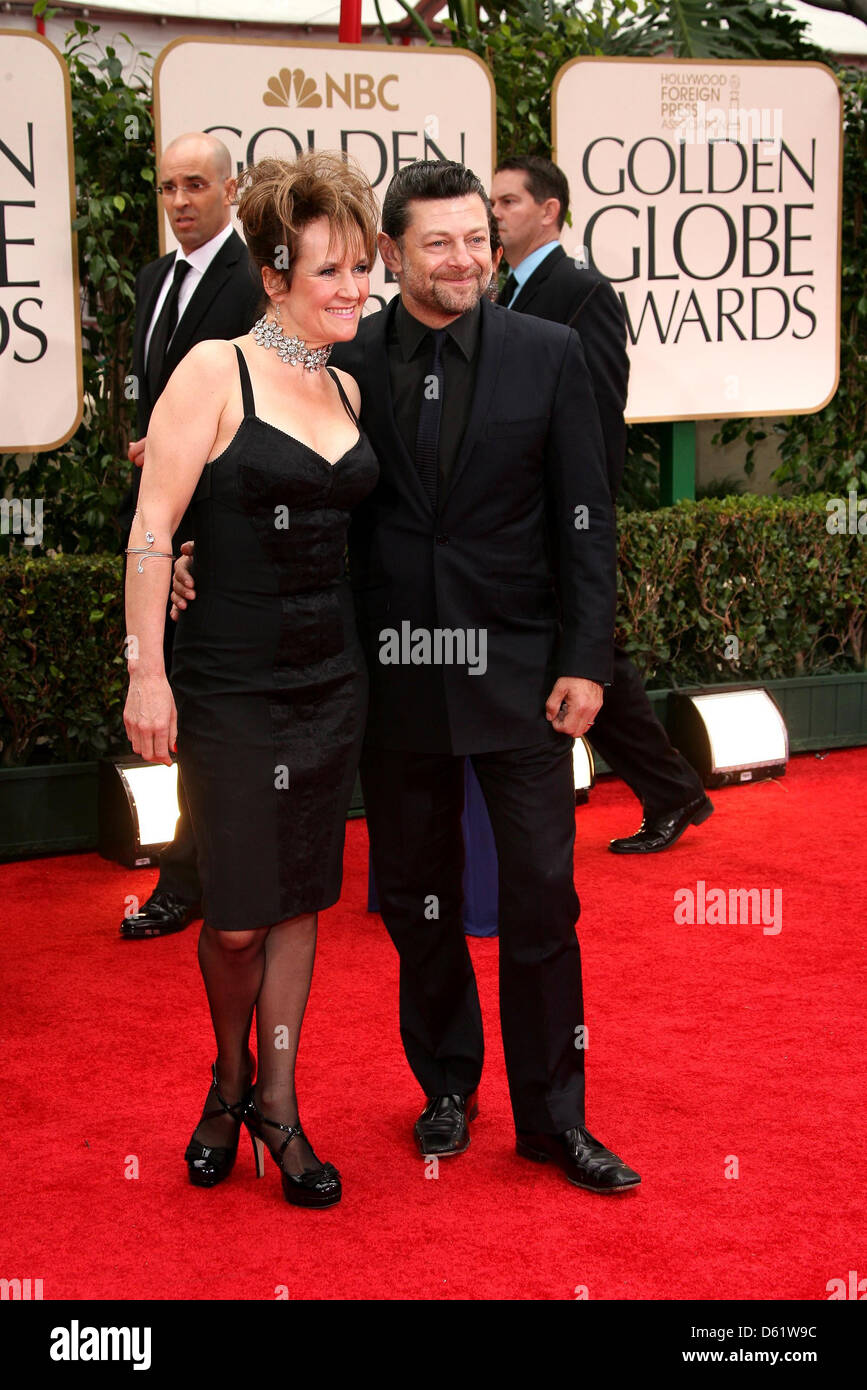 Lorraine Ashbourne et Andy Serkis Le 69e (Golden Globes 2012) tenue à l'hôtel Beverly Hilton - Banque D'Images