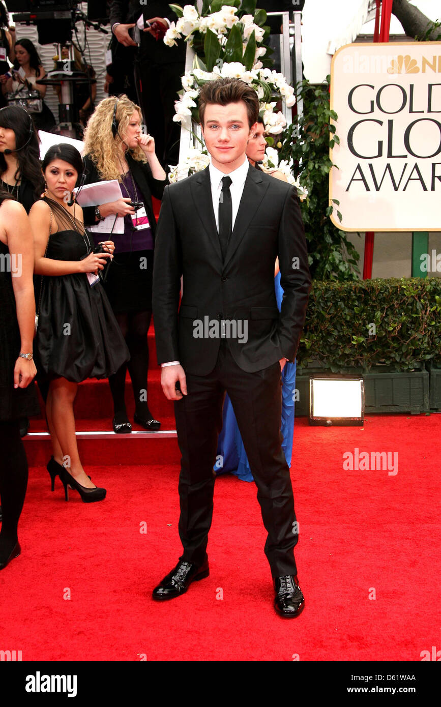 Chris Colfer, la 69e (Golden Globes 2012) tenue à l'hôtel Beverly Hilton - Arrivées Los Angeles, Banque D'Images