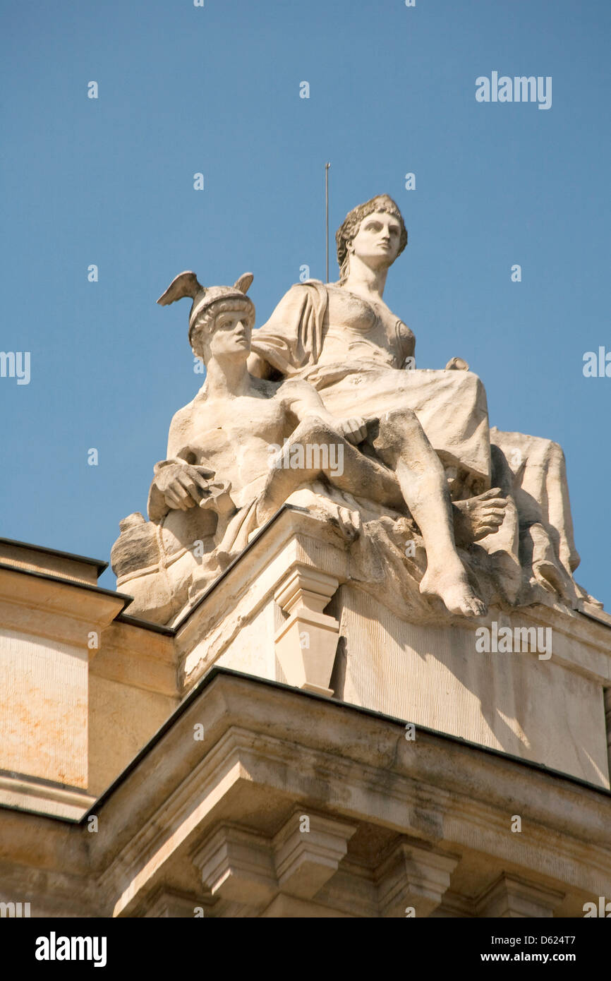 Toits de New Town Hall, Leipzig, Allemagne. Banque D'Images