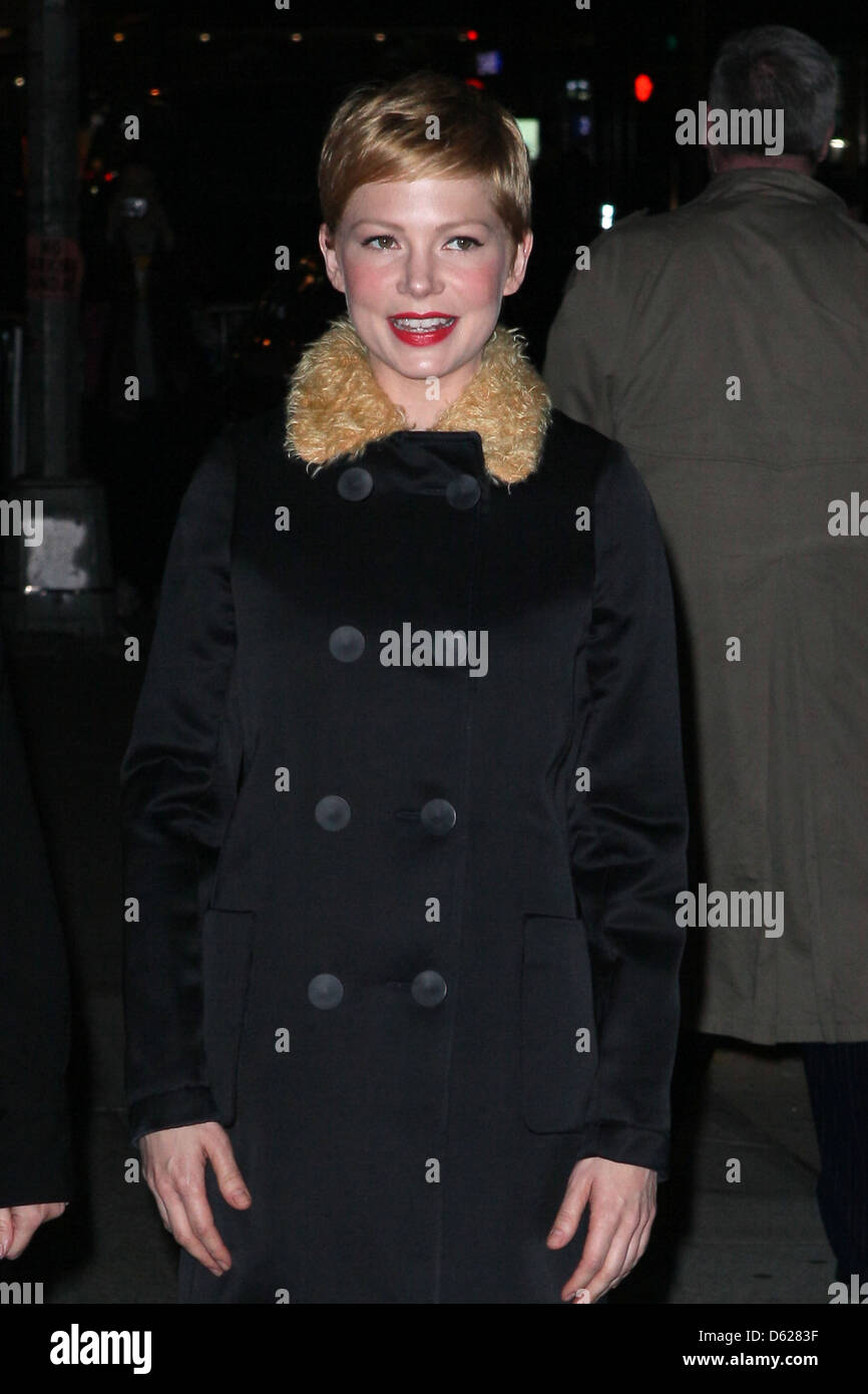 Michelle Williams célébrités à l'Ed Sullivan Theater à apparaître sur la 'Late Show with David Letterman à New York City, USA - Banque D'Images