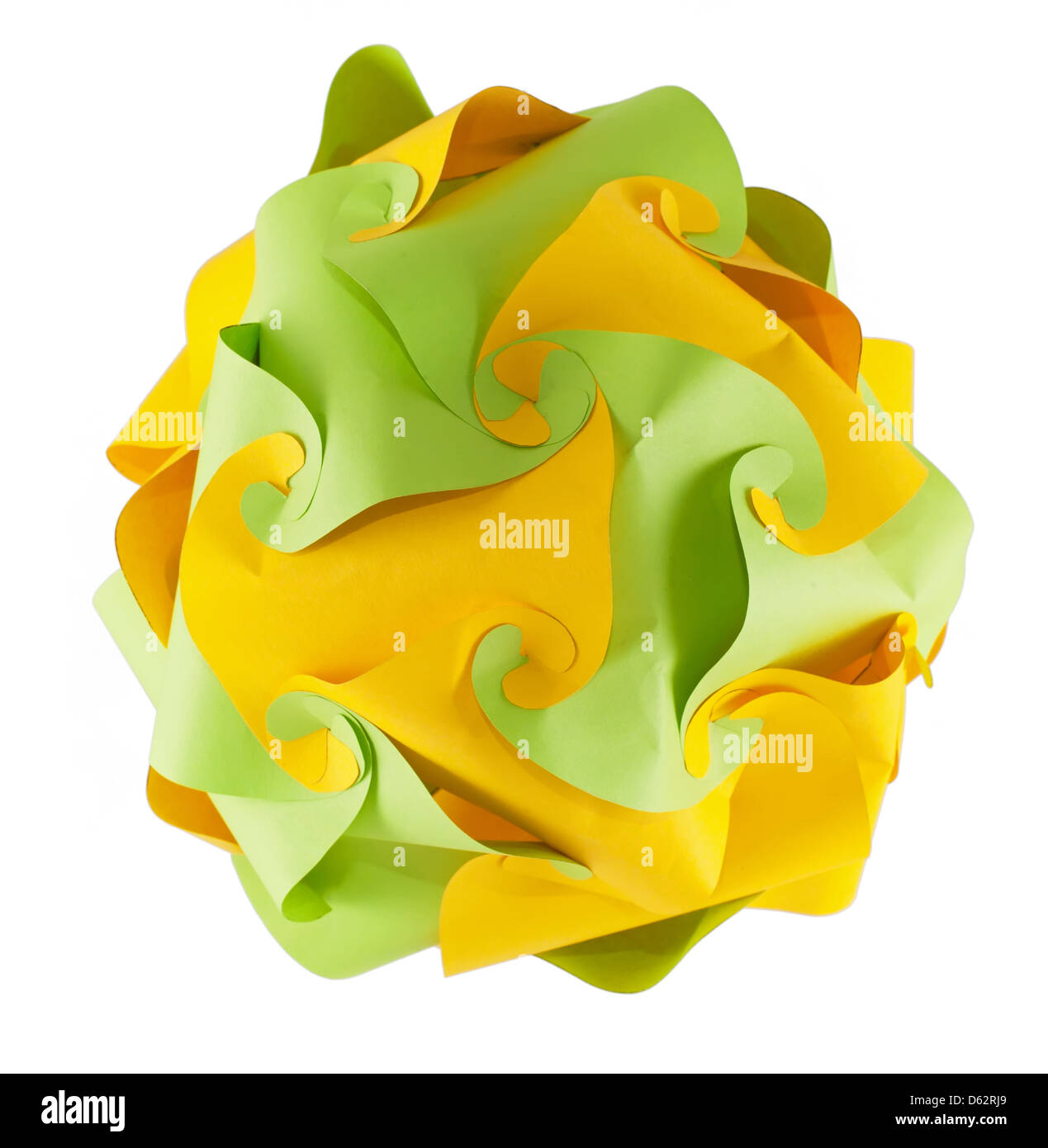 Origami kusudama vert et jaune Banque D'Images