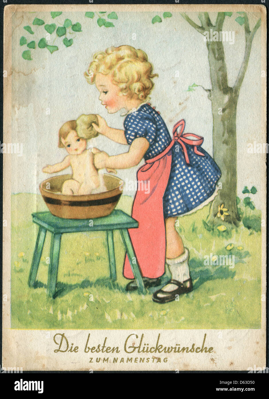 Ancienne Carte Postale Allemande Vers 1951 Poupee Fille Baigne Inscription En Allemand Meilleurs Voeux Fete Photo Stock Alamy Ancienne Carte Postale Allemande Vers 1951 Poupee Fille Baigne Inscription En Allemand Meilleurs Voeux Fete Photo Stock Alamy