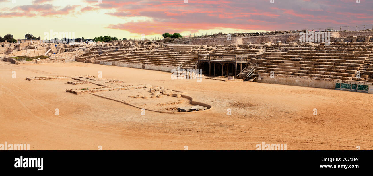 Piste de course de chars à Césarée, en Israël Banque D'Images