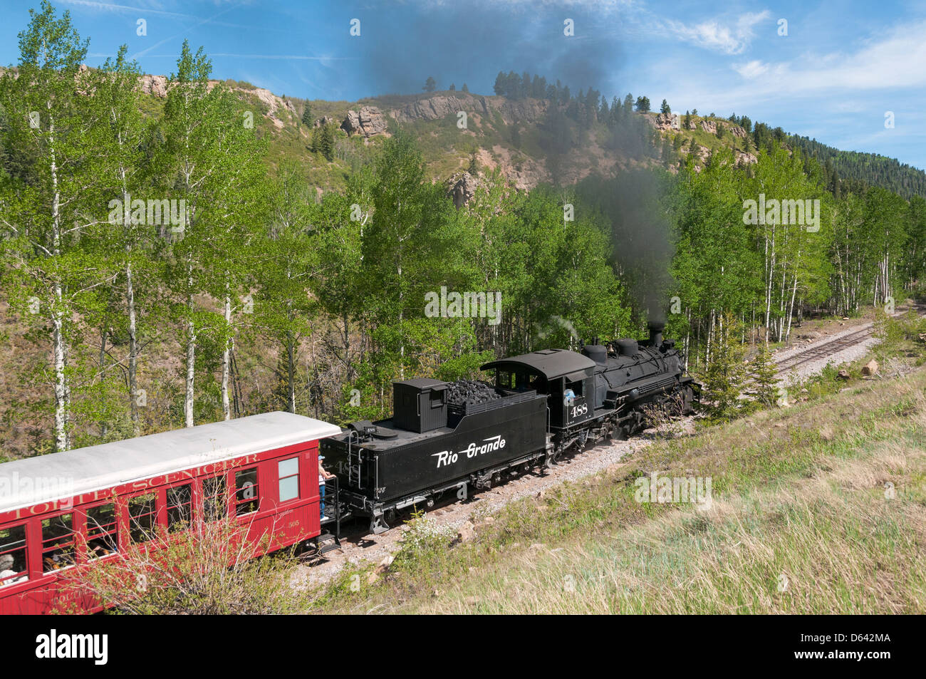 Nouveau Mexique, Cumbres & Toltec Scenic Railroad, locomotive à vapeur Banque D'Images