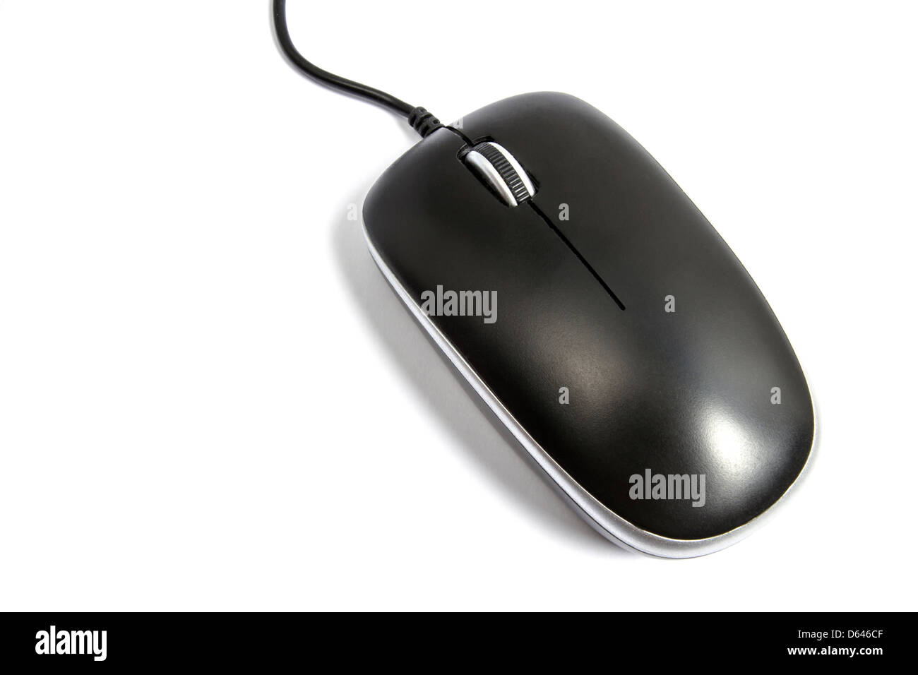 Gros plan de la souris d'ordinateur noir sur fond blanc Banque D'Images