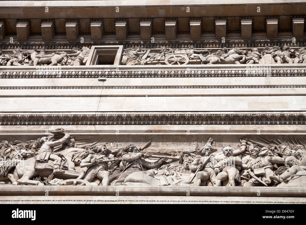 Décoration de la région de frise d'Arc de Triomphe à Paris Banque D'Images