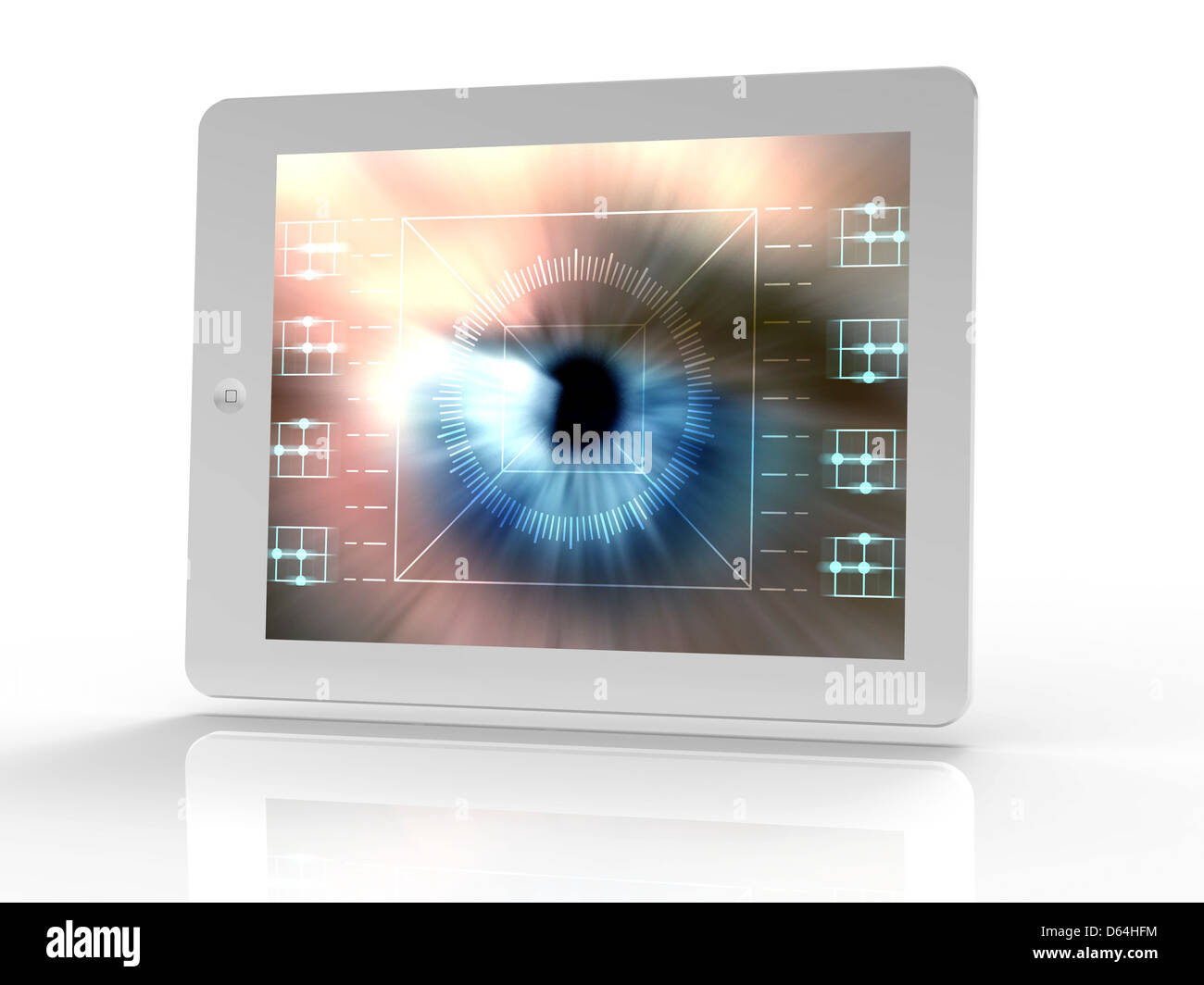 Ordinateur tablette avec eye scan biométrique Banque D'Images