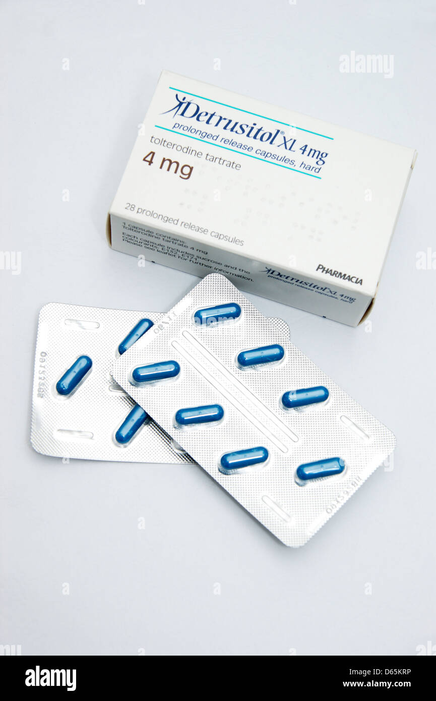 Capsules Detrusitol (Tolterodine) prescrite pour l'hyperactivité vésicale Banque D'Images