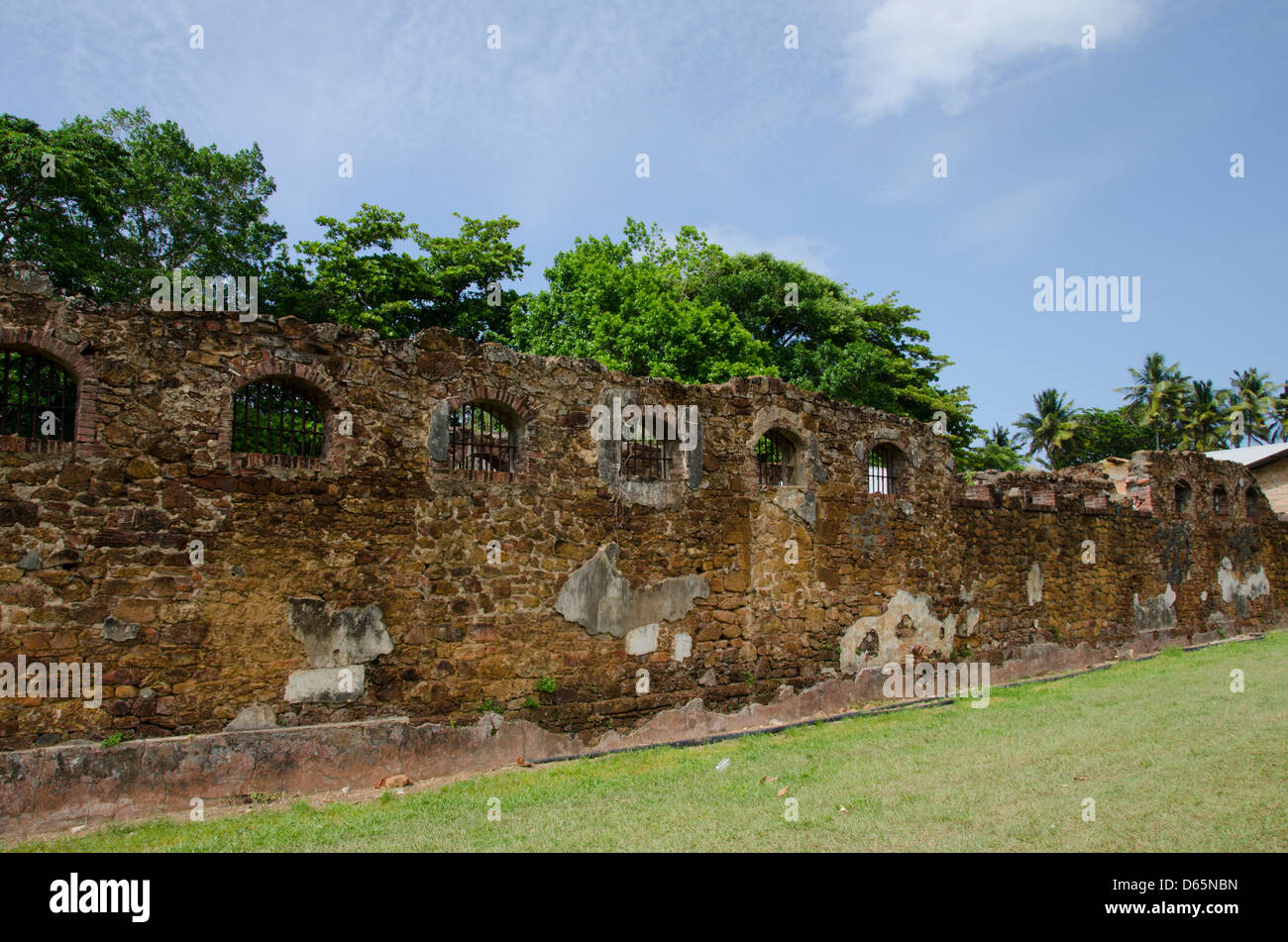 Territoire Français d'outre-mer, Guyane, îles du salut. L'île Royale, ruines de l'infâme colonie pénitentiaire. Banque D'Images
