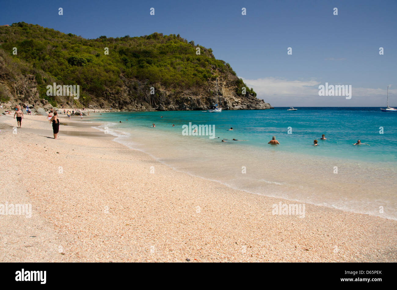 French West Indies, île des Caraïbes de Saint Bartholemy (aka Saint Barth). Capitale de Gustavia, Shell Beach. Banque D'Images